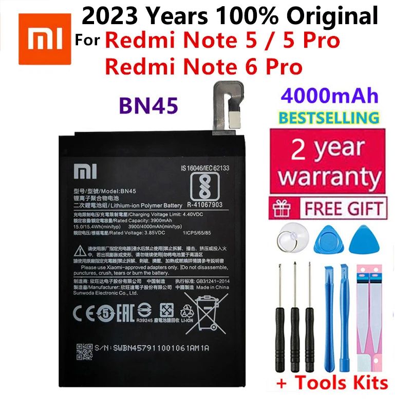 

Xiao mi 100% Orginal BN45 4000mAh Battery For Xiaomi Redmi Note 5 Note5 Redmi Note 6 Pro Phone Replacement Batteries