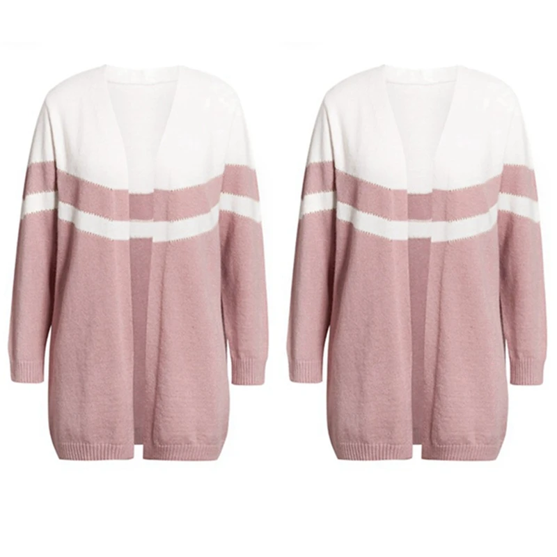 

Women's Fashion Round Neck Striped Sweater Loose Knit Top Pullover