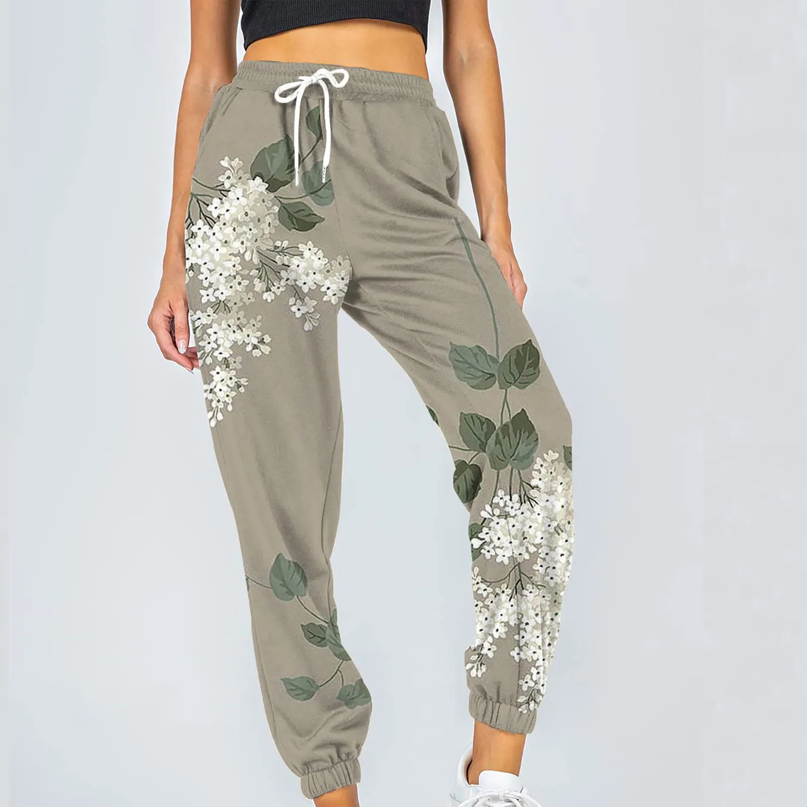 

Women's Pants Fashion Floral Casual Prints Elastic Waist Trousers Long Straight Pants Sweatpants Ropa Mujer Брюки Женские