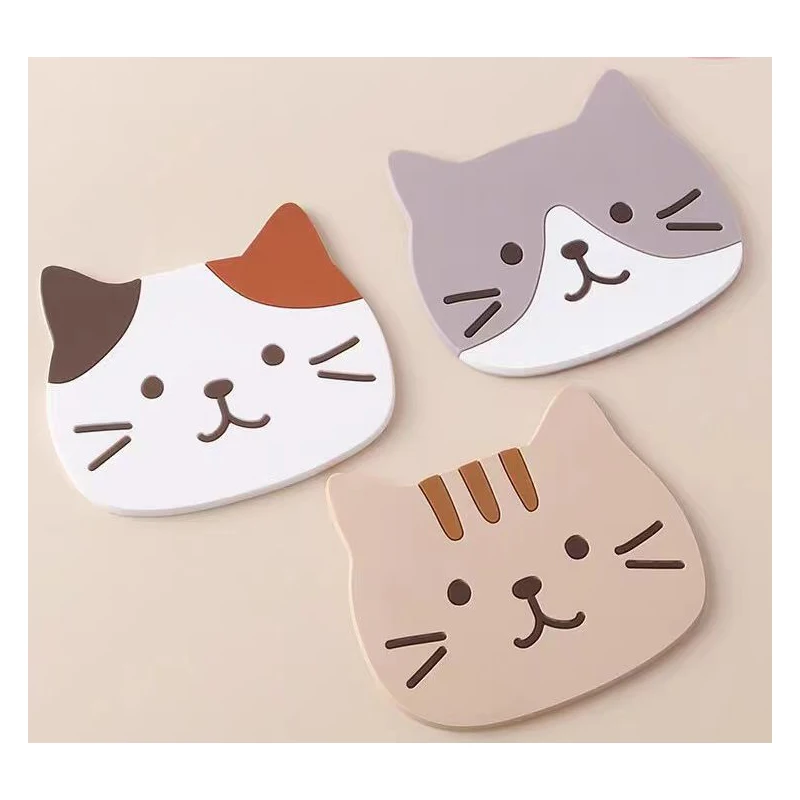 Силиконовая подставка с милым котом нескользящий изолированный настольный