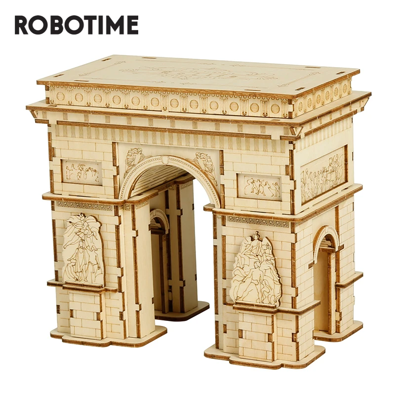 Robotime 3D wooden puzzle game arc de triomphe model toys for kids children gift TG502 rolife