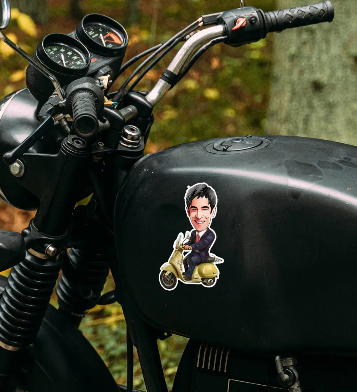 

Personalized Men 'S Biker Caricature Of Motor Sticker-3