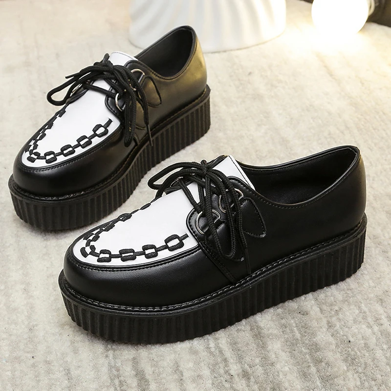 

Creeper Sneakers Women Autumn New Platform Shoes Ladies Thick Sole Lace-up Dress Oxford Zapatos De Mujer