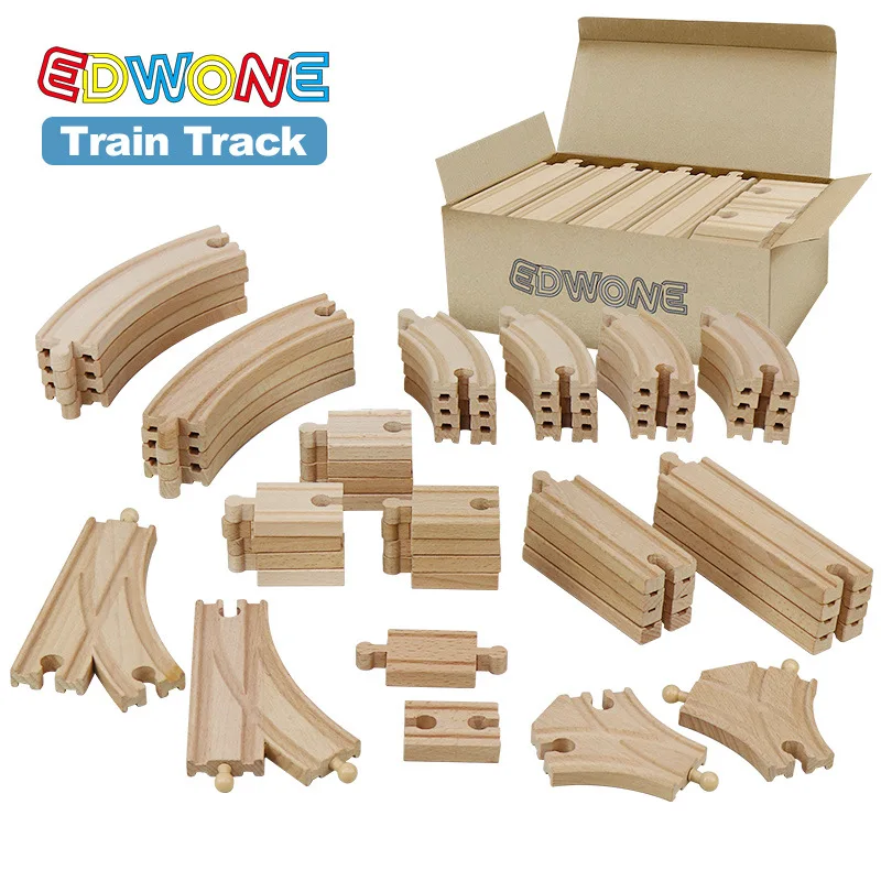 50PCS/Set Wooden Track Railway Toys Beech Wooden Train Track Accessories fit for Brand Tracks Educational Toys for Children Gift