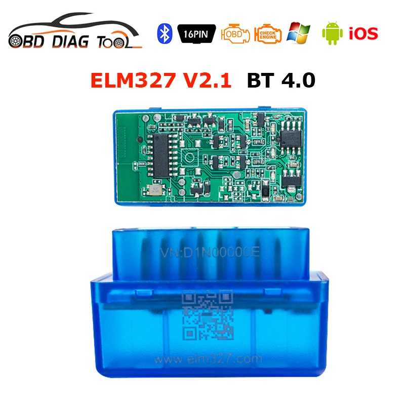 Новейший OBD2 автомобильный считыватель ELM327 V2.1 Bluetooth-совместимый 4 0 Мини ELM 327 2 1