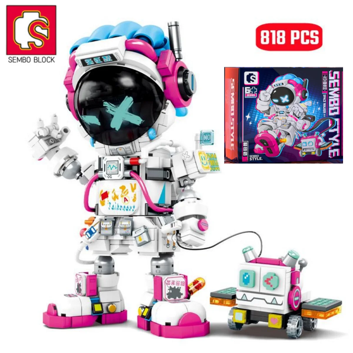

SEMBO Ideas Space Astronaut Robot Dog Model Building Blocks MOC Aerospace Decoration Trendy Assembly Bricks Toys For Kids Gifts