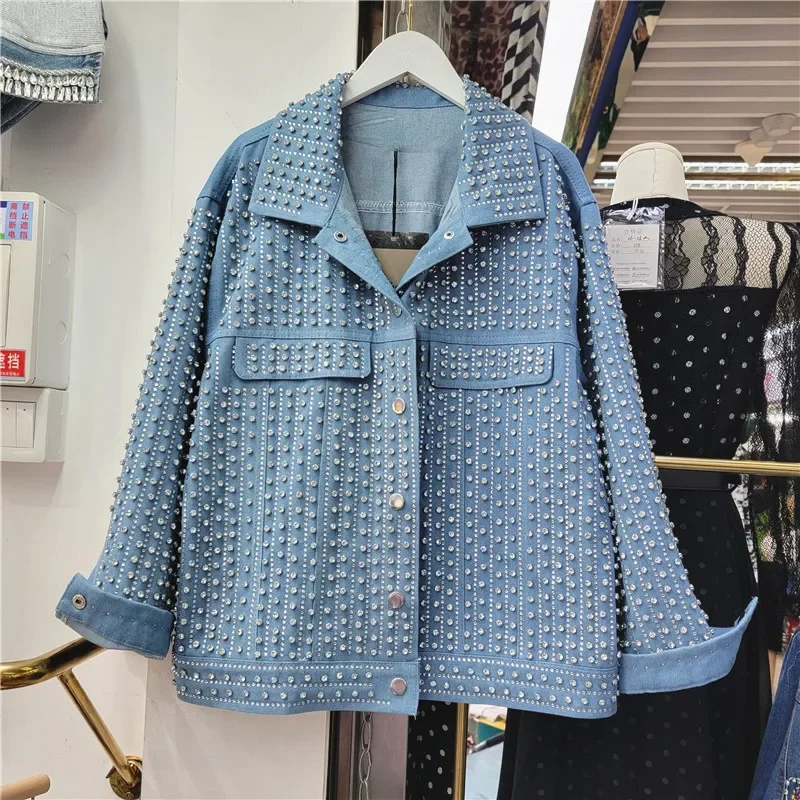 Женская джинсовая куртка Yipn.igacoyou Vintage Blue Diamonds Tie Dye