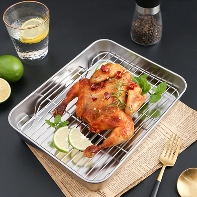 Форма для выпечки из нержавеющей стали прямоугольный утолщенный противень