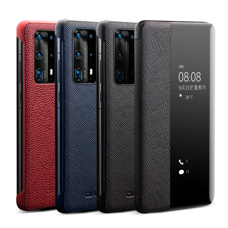 

Contact the applicable huawei p40 pro + following from leather p40 mobile phone holster drop smart Windows clamshell 5 g