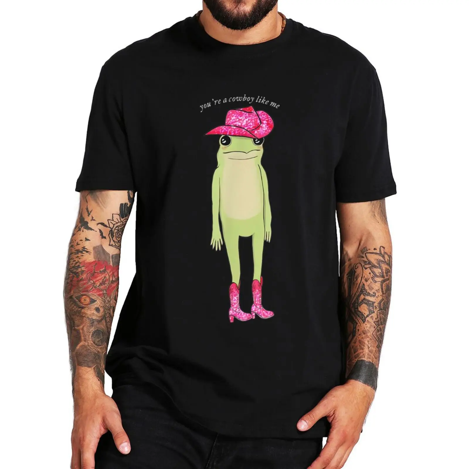 

You're A Cowboy Like Me T Shirt Funny Frog Pink Cowboy Hat Cowgirl T-Shirt Casual Tee Tops Short Sleeve 100% Cotton T-Shirt