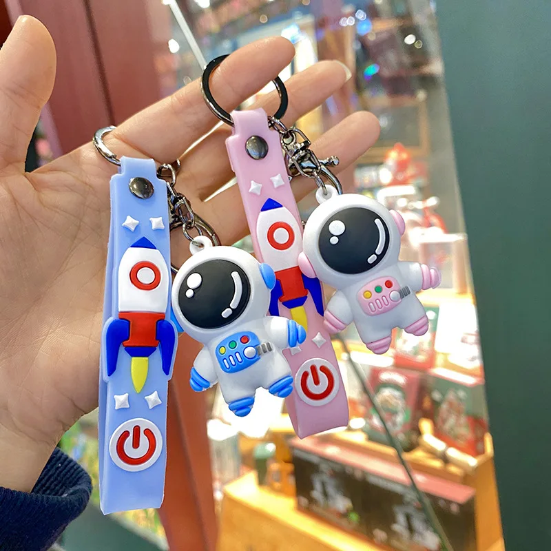 

Creative Cartoon PVC Soft rubber doll astronaut car key chain decoration backpack pendant astronaut hanging ornament