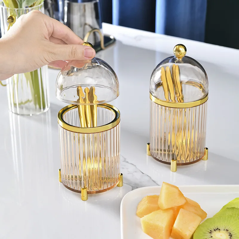 

10pcs Stainless Steel Fruit Fork Spoon Set Tableware Storage Rack Golden Cute Spoon Household Dessert Cake Fork Home Decoration