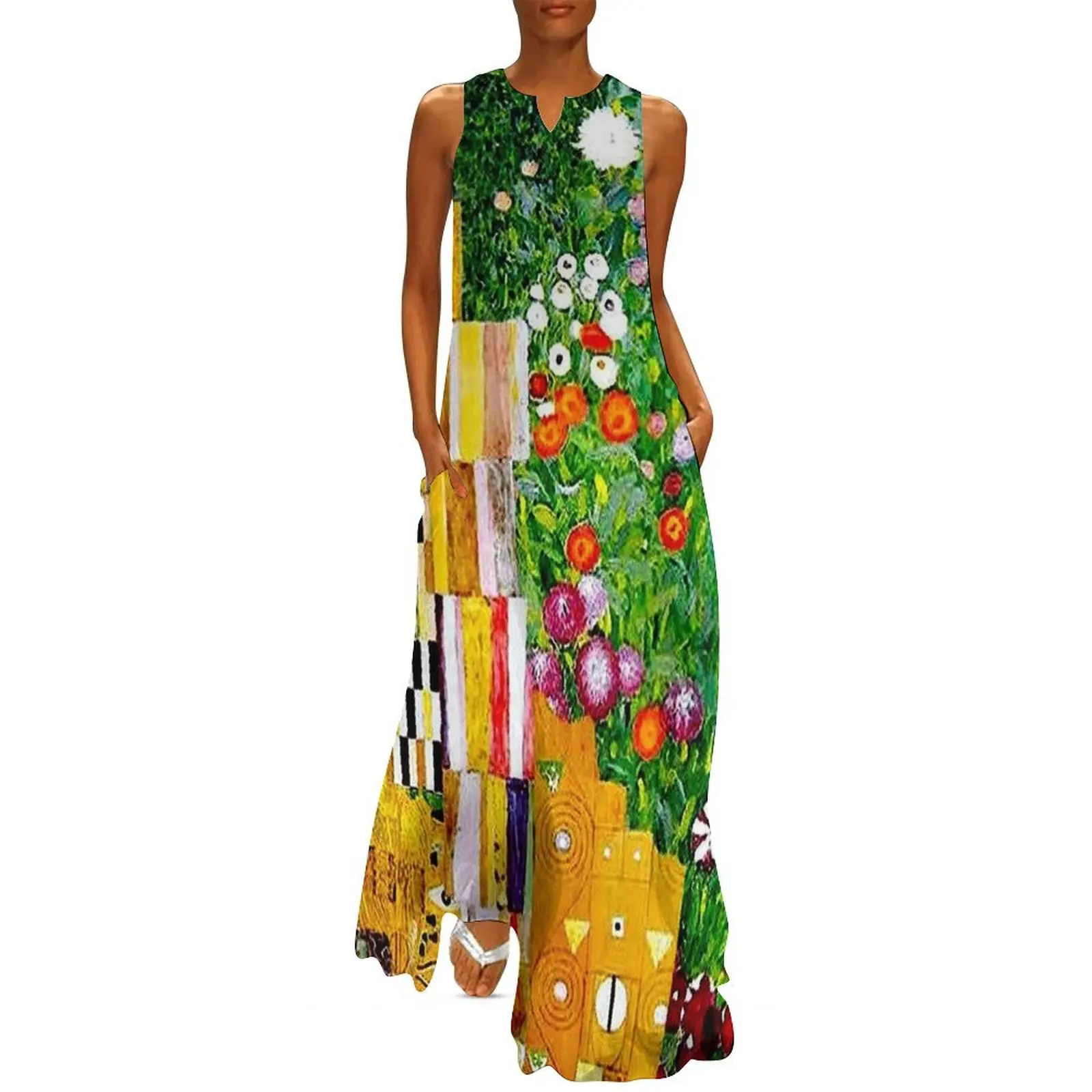 Густава Климта Винтаж 1917 Адель Блэш-Бауэр в саду длинное платье с принтом летнее