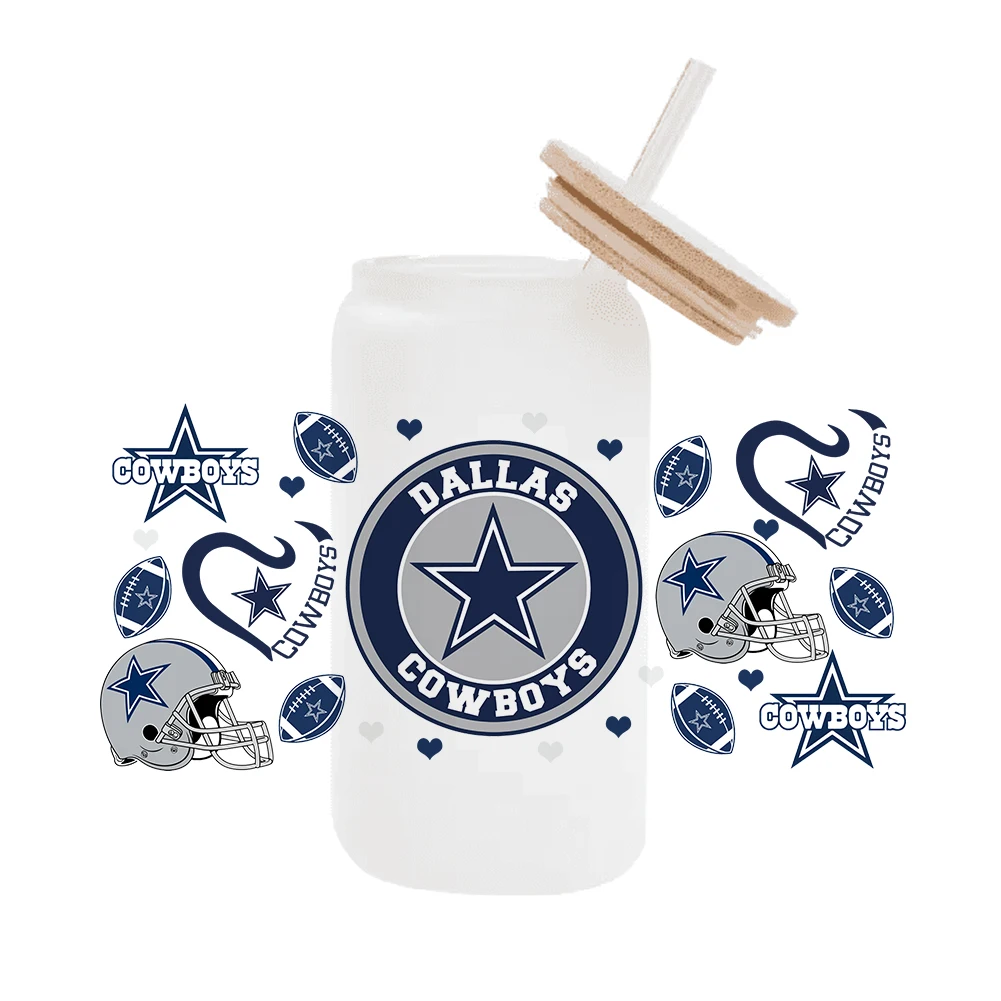 W Sport Team 11x24cm 16oz Can Glass Wrap Наклейка Водонепроницаемая УФ Dtf Кофейное стекло