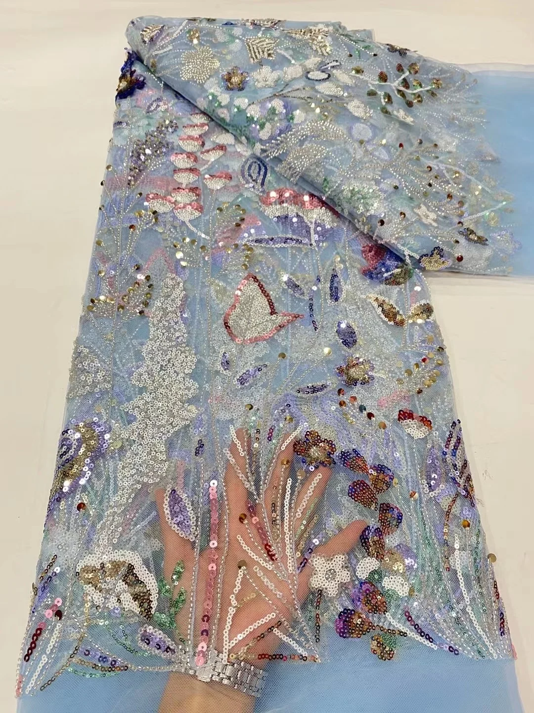 

Black Sequin Lace Fabric 5 Yards Wedding Party Dress Women Bridal High Quality French Sequence Net 2023 New Glitter African Mesh