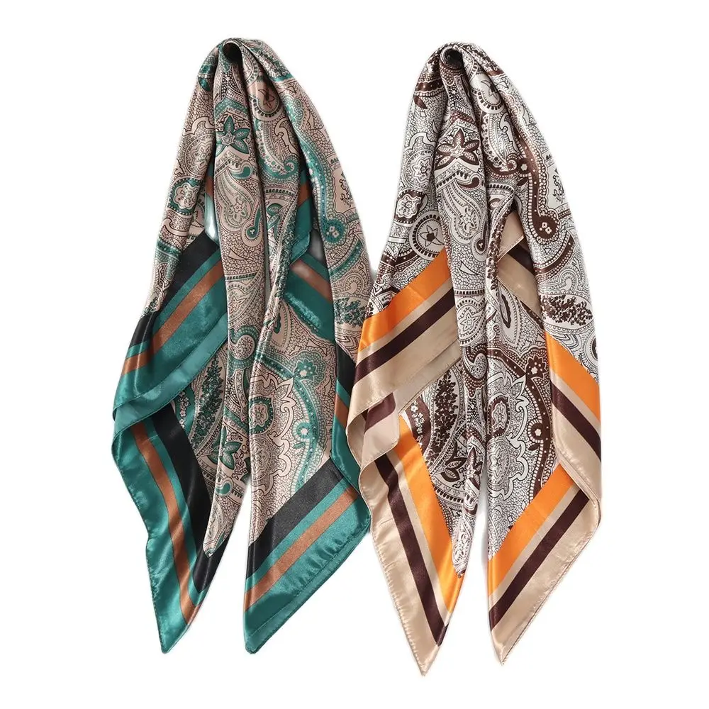 Шелковый головной платок 90*90 см классический летний Ретро атласная бандана