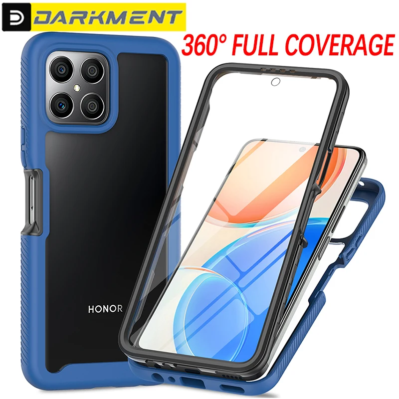 

360 Full Protection Transparent Case For Huawei Honor X7 X8 X9 X 9 8 7 Luxury Shockproof Anti Fall Solid Color Frame Back Cover