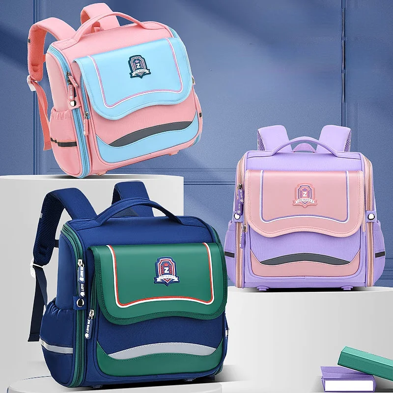 British Style Horizontal Primary Children Backpacks New Girls Princes Boys Cool Simple Fashion Panelled Schoolbags Grade 1-4 Hot