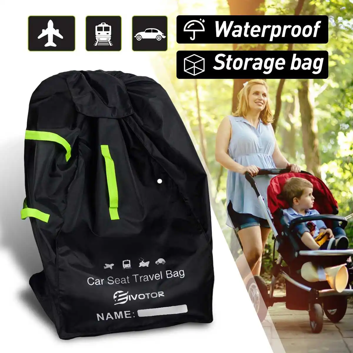 

Double Shoulders Strap Baby Stroller Traveling Bag Balck Children's Stroller Protecing Cover Kids Stroller Backpack Two Straps