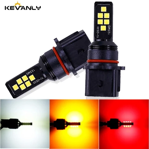 2 шт., Автомобильные дневные ходовые огни P13W PSX26W 12Led 3030 12SMD 6000k, белые, красные, супер яркие противотуманные фары DRL, стоп-сигналы, 12 В