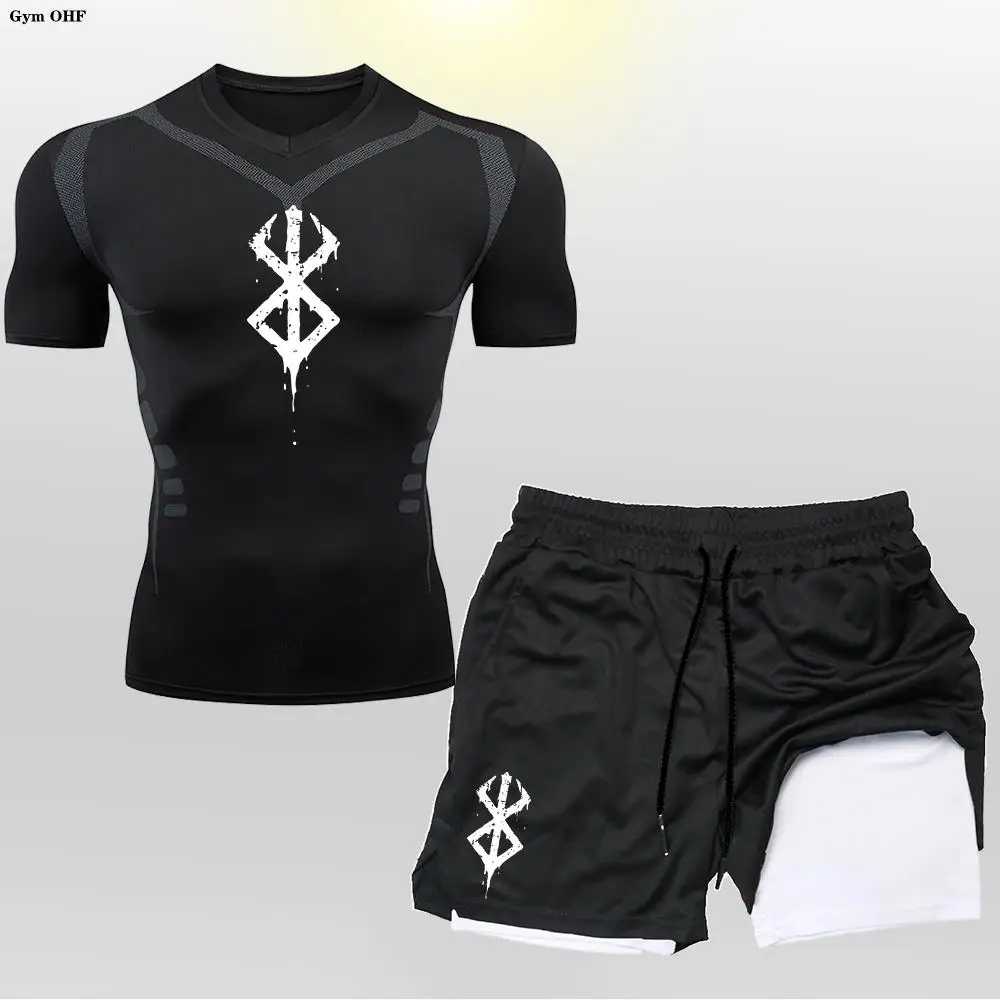 Мужской Быстросохнущий Комплект Спортивной Одежды 2-в-1 Anime Berserk