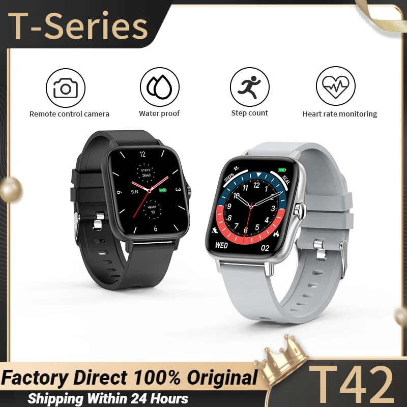 

T42 smartwatch Heart Rate Tracker Life Waterproof Square Passometer Fitness Tracker Message Reminder Sleep Tracker