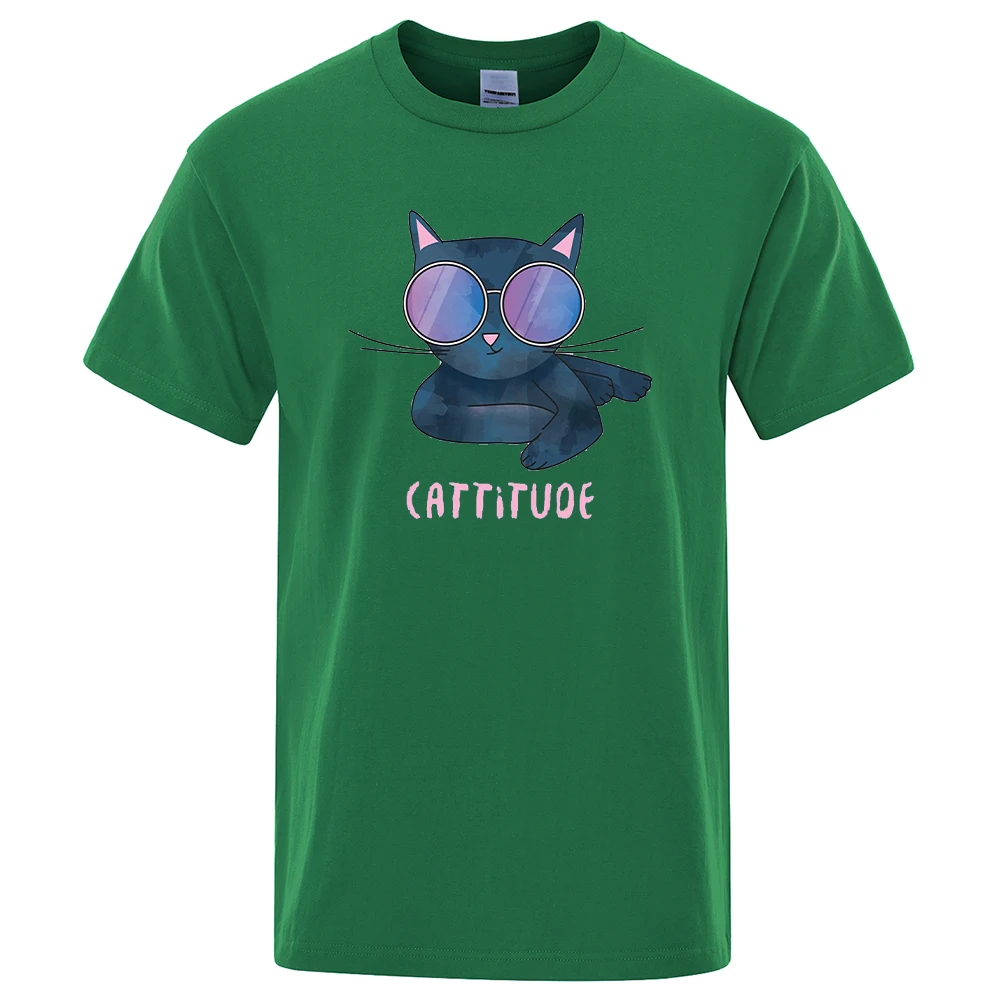

Cat With Sunglasses Cartoons Cute Print Men's T-shirts Casual Comfortable Tops Loose O-Neck Tshirts Man Oversize S-XXXL Tshirts