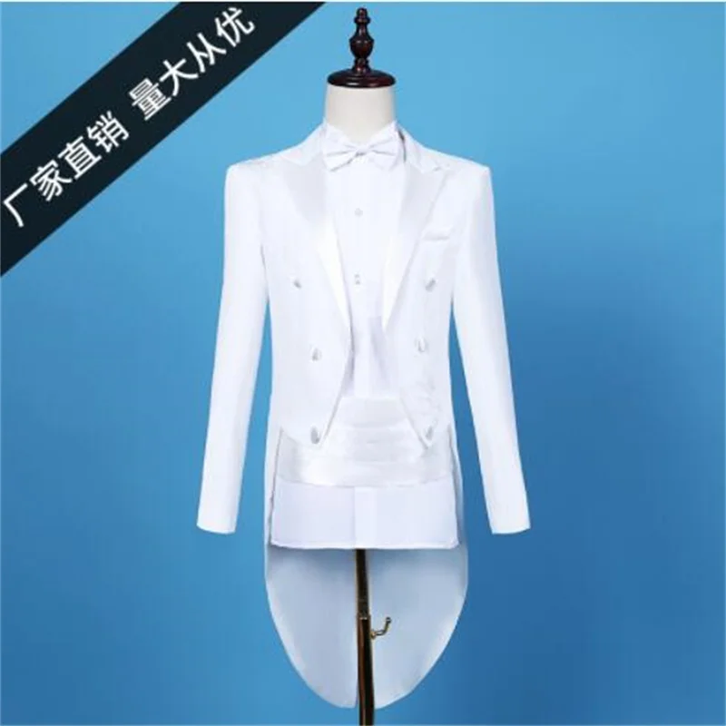 Tuxedo suit men's blazers hombre casual white jackets adult bel canto stage chorus singer host emcee magic jaqueta masculina
