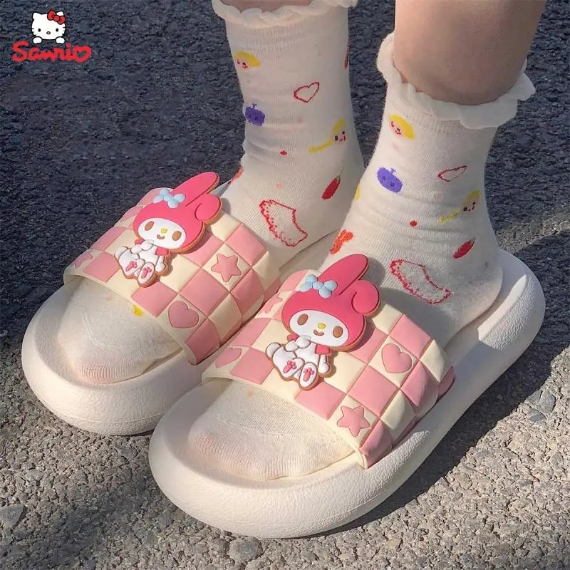 

Шлепанцы Sanrio для девочек и мальчиков, домашние Нескользящие тапки с мультяшным аниме рисунком My Melody, подарок на день рождения