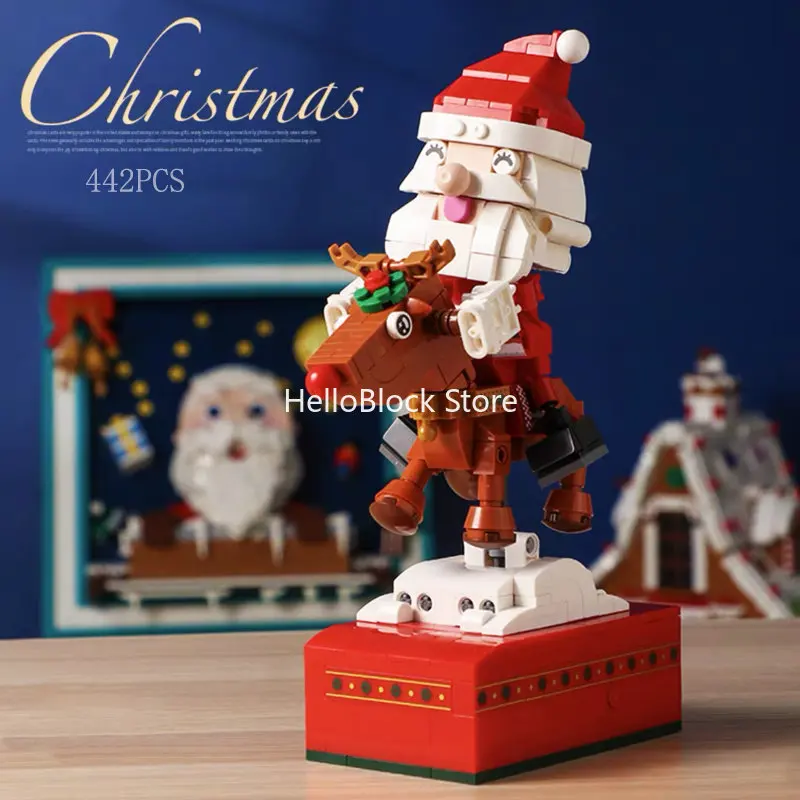 

Santa Claus Music Box Modle Building Block Creative Expert Christmas Music Castle House Bricks Toys Set For Children Gift MOC