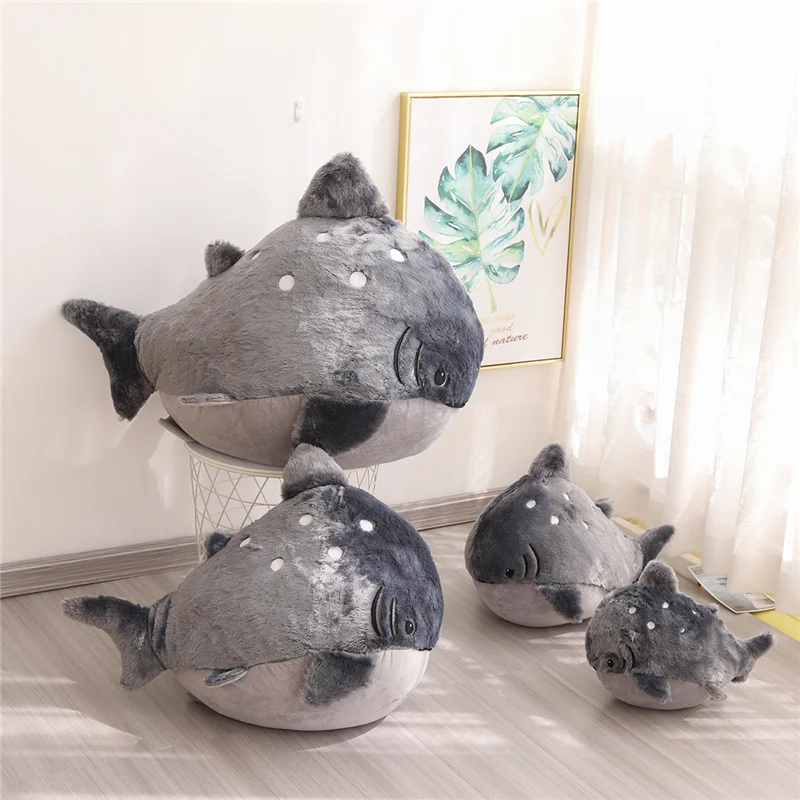 

40/60/80cm Grey Dolphin Fish Stuffed Cartoon Aquatic Animal White Dots Fuzzy Plush Toy Cute Children Christmas Gift