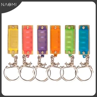 naomi 4 hole 8 tone harmonica key chain abs coverbrass reed with bright sound small and easy to play necklace design chain