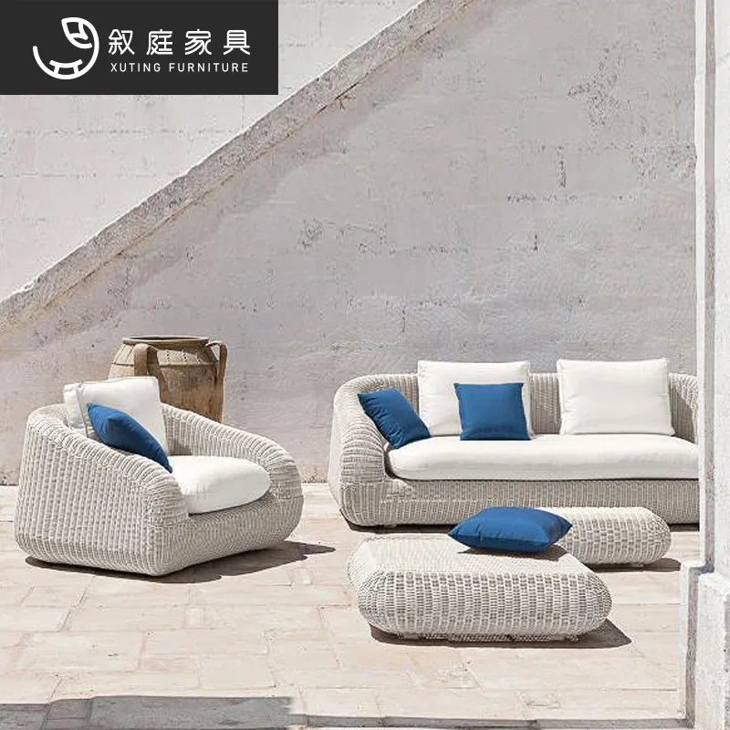 

Outdoor leisure woven sofa high-end villa courtyard garden terrace scenic area public waterproof sofa