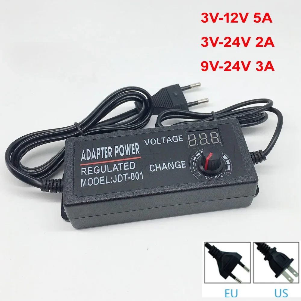 Регулируемый универсальный адаптер питания переменного тока в постоянный ток 3-12