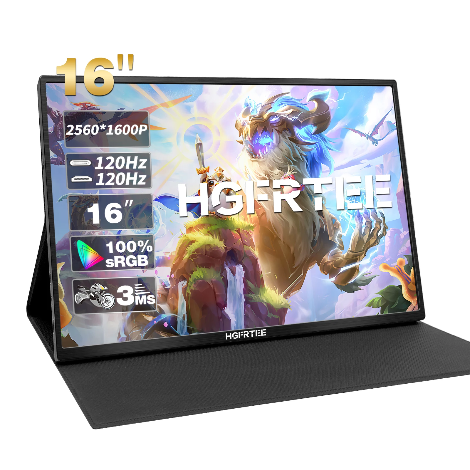 

16inch 2.5K 120Hz Portable Monitor 2560x1600 ADS-IPS Travel Gaming Extended Display Computer Second Screen with VESA