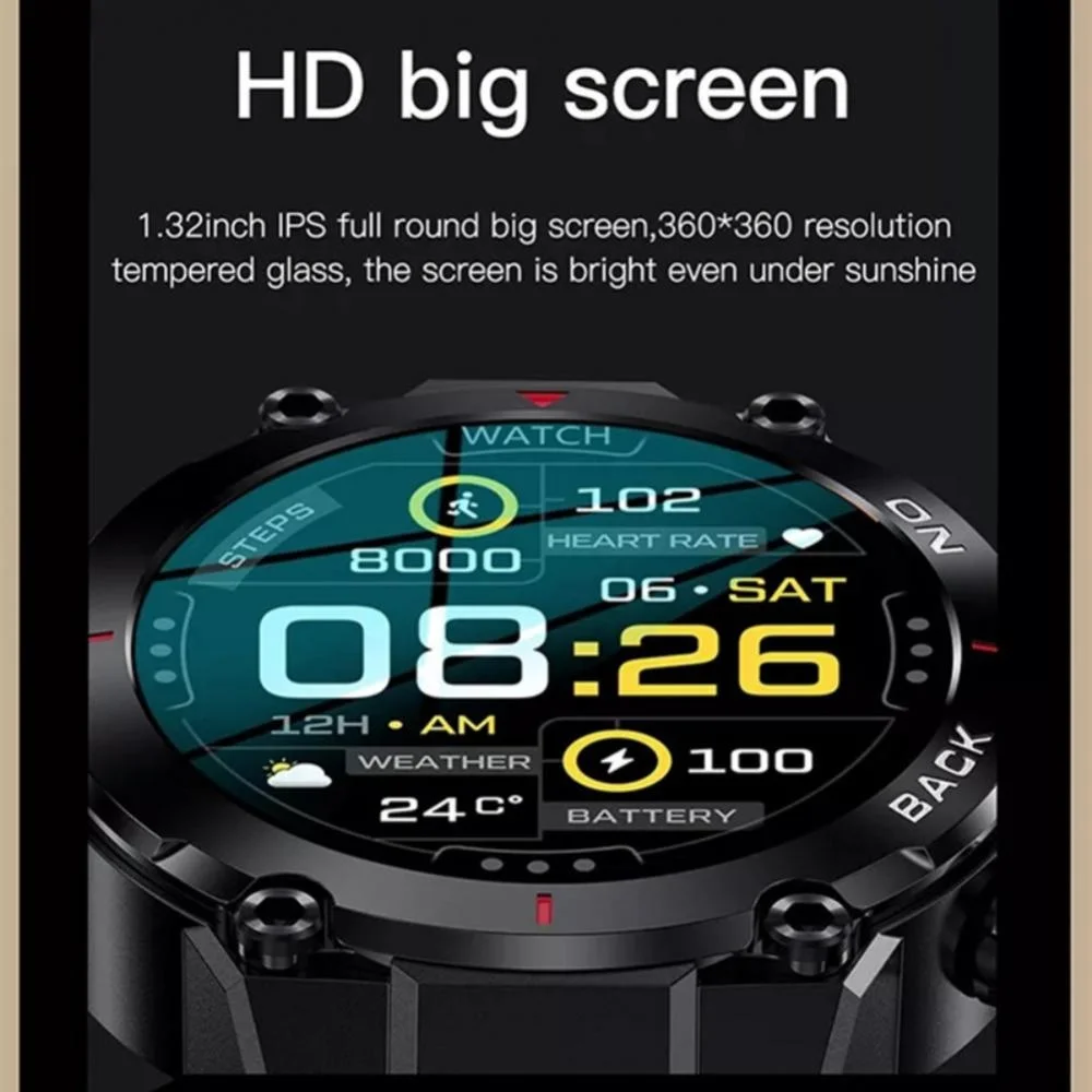 

K37 GPS Smart Watch Men 1.32IPS 480mAh Fitness Tracker 24/7 Heart Rate IP68 Waterproof Blood Ox Outdoor Sport Smartwatch