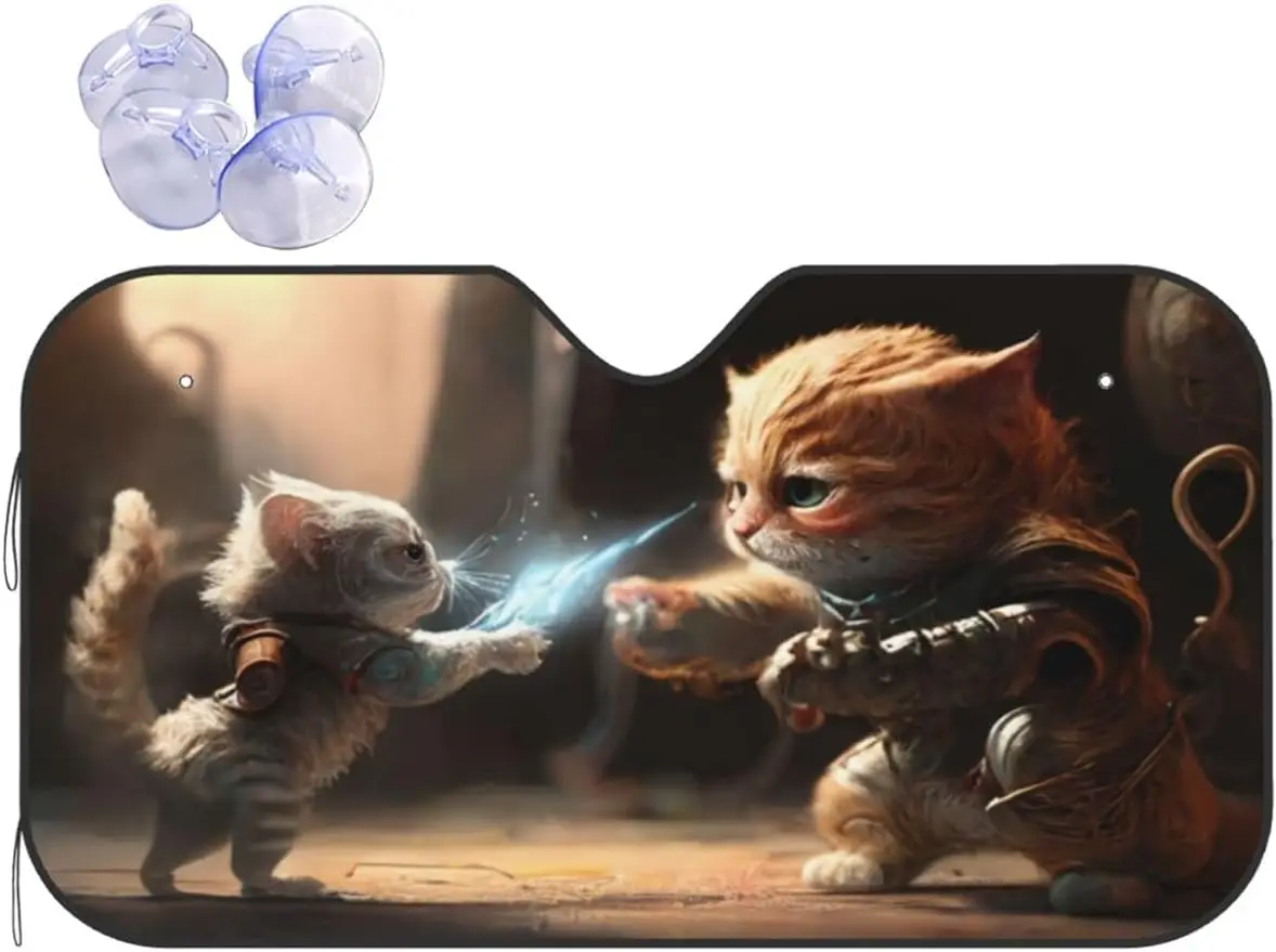 

Солнцезащитный котенок для лобового стекла автомобиля Magic Cat, Солнцезащитный котенок для переднего стекла автомобиля для большинства блоков автомобилей, максимальные УФ-лучи и держит ваш автомобиль прохладным