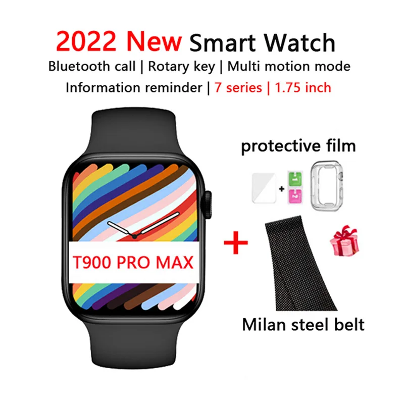 

Смарт-часы T900 Pro Max, 7 дюймов, с двумя кнопками, для мужчин и женщин, «сделай сам», часы с лицом, Bluetooth, вызовы, спортивные Смарт-часы 2022 IWO 13 Series 7 44...