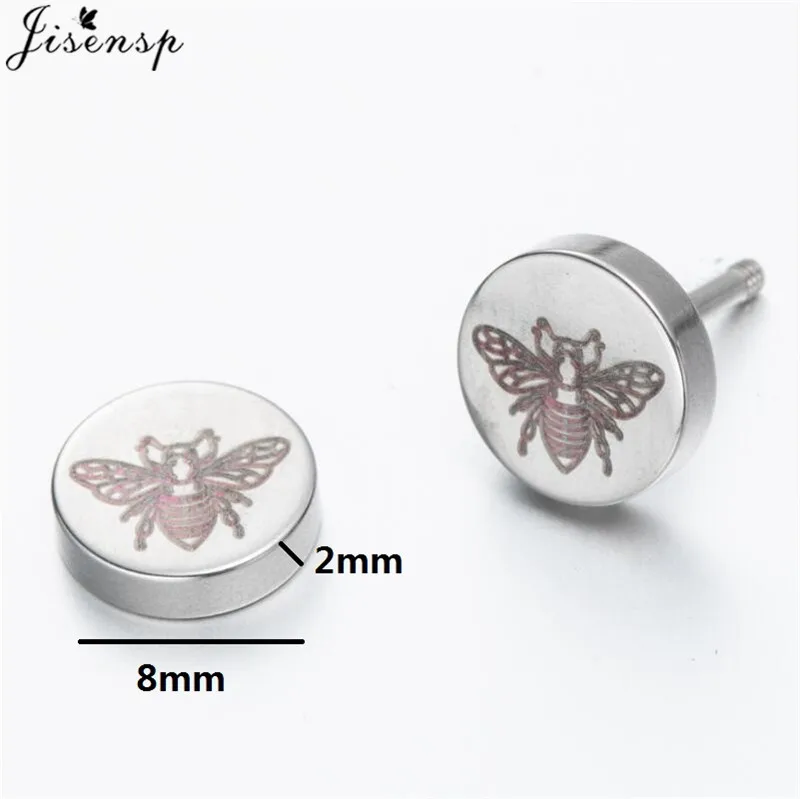 Stylish Punk Stainless Steel Earrings Small Animal Dog Bee Wolf Owl Shaped Earings Round Charm Ear Cartilage Helix Piercing Gift images - 6