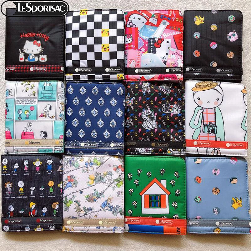 

Kawaii Snoopy аниме мультфильм Lesportsac водонепроницаемая ткань сумка практичный легкий короткий складной кошелек держатель для карт 3460