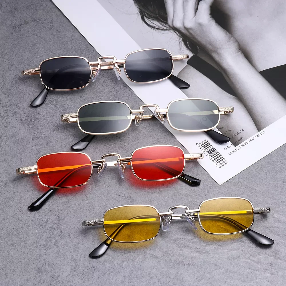 

Metal Frame Vintage Rectangle Sunglasses for Women Retro Punk Sun Glasses Candy Color Sunglasses UV400 Protection