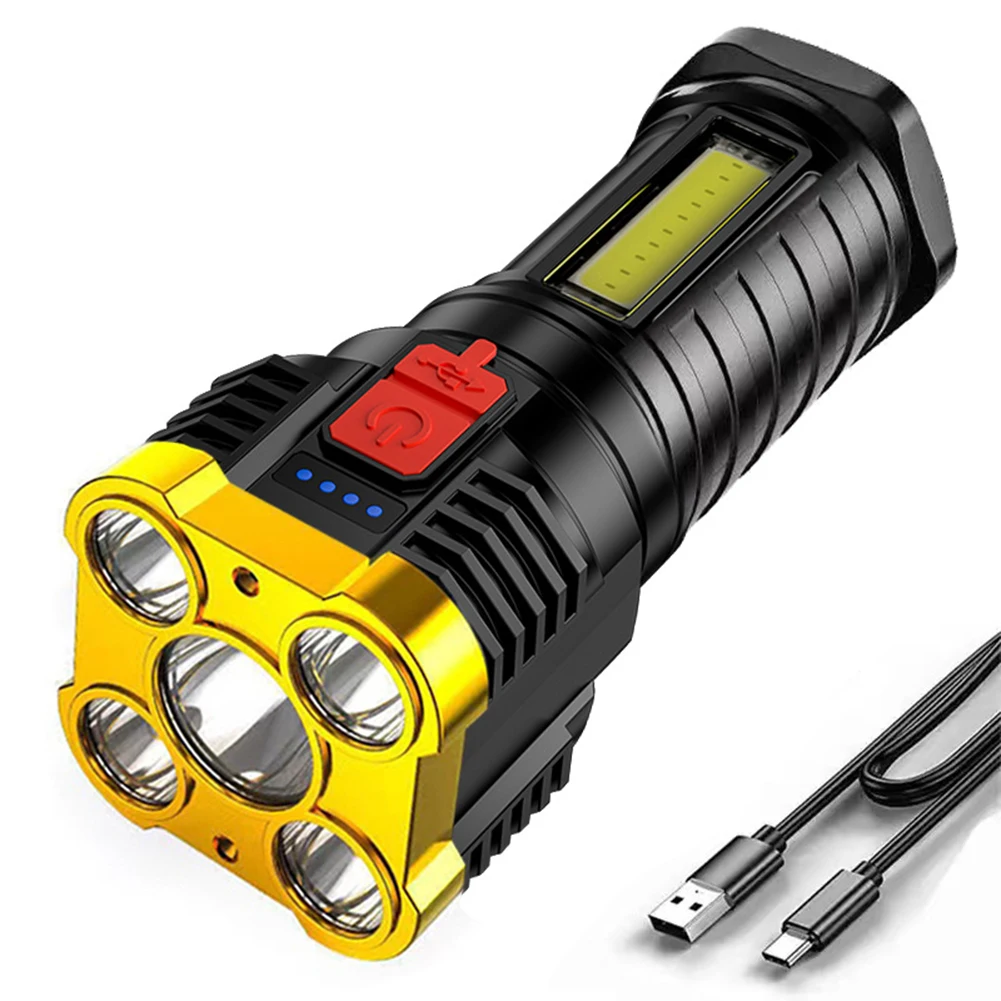 

4LED Flashlight Strong USB Rechargeable Flashlight 500LM COB Outdoor Camping Torch Flash Light Camping Hiking Fishing Lighting