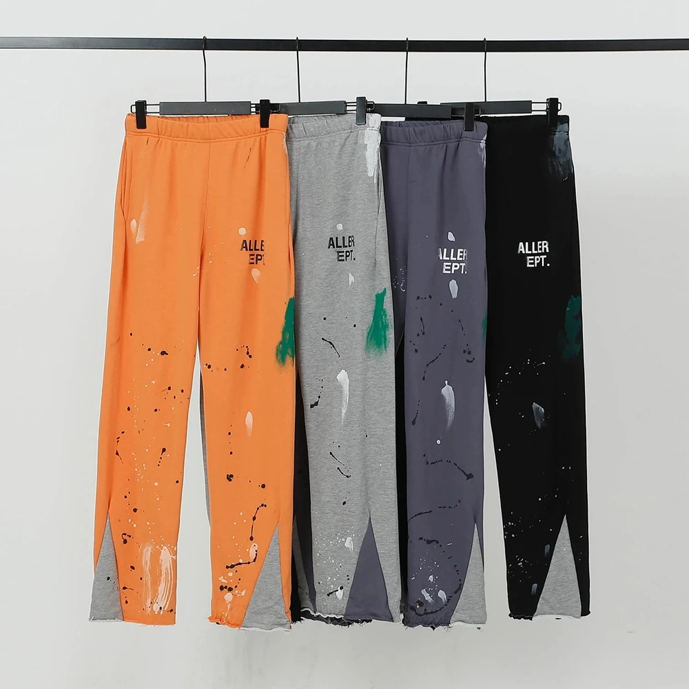 

2023 GTDOM Men's Casual Terry Sports Pants Elastic Waist Letter Printing 2022 Autumn New 4-color Pocket Splash Ink Men's Pants