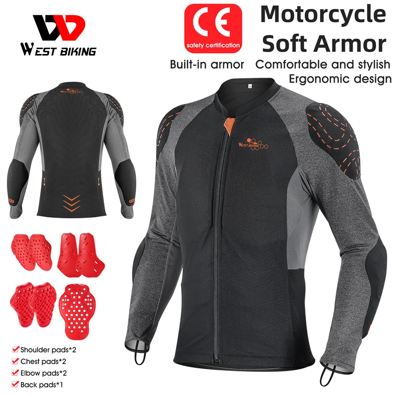 

WEST BIKING Motorcycle Soft Armor Jacket Summer Breathable Cycling Jersey CE Certified Motorcross Racing Bike Protective Gear