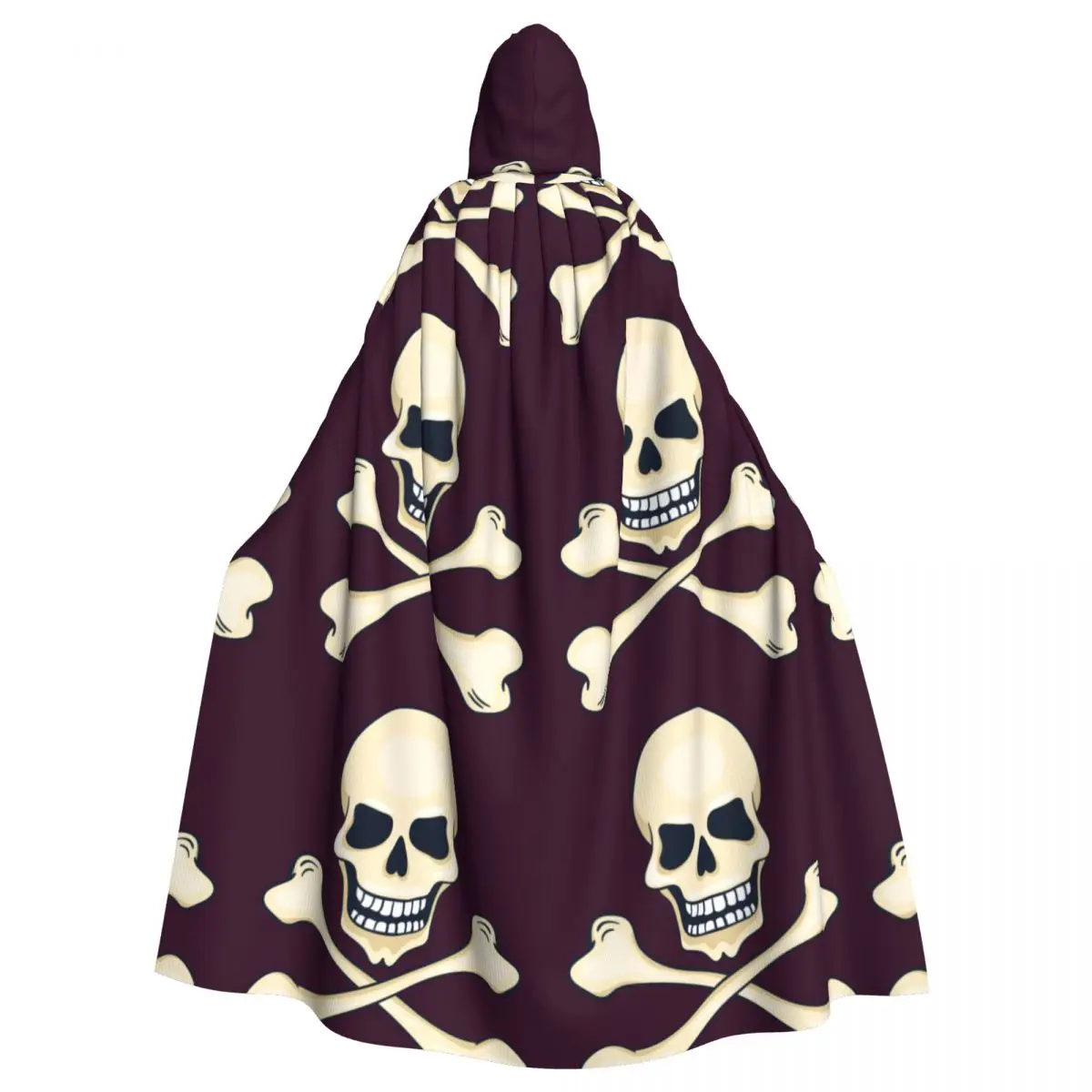 

Long Cape Cloak Cartoon Skulls Background Hooded Cloak Coat Autumn Hoodies