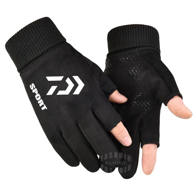 

Daiwa Winter Warm Velvet Fishing Gloves Anti-slip Half Finger Touch Screen Men Outdoor Sport Cycling Full Finger Fishing Gloves
