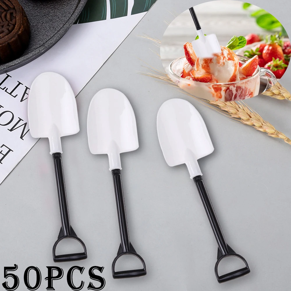 

100pcs Mini Shovel Spoon Plastic Disposable Potted Ice Cream Cake Spoon for Kids Dessert Tea Coffee Spoons Party Supplies
