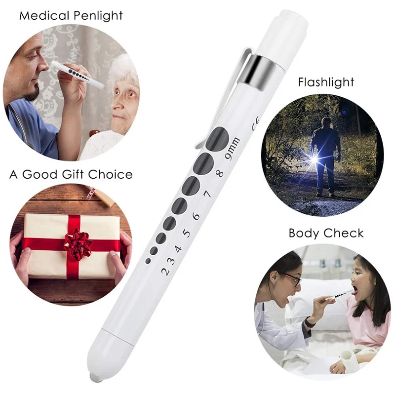 

Portable LED Flashlight Medical First Aid Nurse Pen Light Torch Lamp with Pupil Gauge Measurement Doctor Nurse Diagnosis Pens