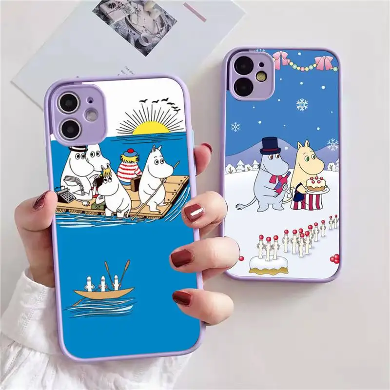 

Moomintroll Cartoon Cute moomines Phone Case For iphone 13 12 11 xr xs x 7 8 pro max Plain Soft TPU Silicone Clear Case Cover