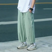 summer 3 color cotton casual pants men fashion wide leg pants mens japanese streetwear loose hip hop straight pants men trousers